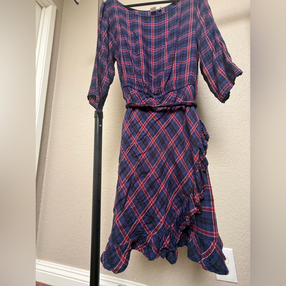 Plaid Women's Dress in Blue and Red